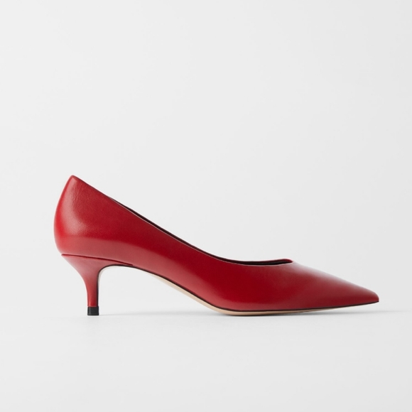 Zara Shoes Zara Leather Kitten Mid Heels Poshmark
